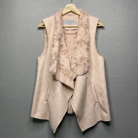 Marc New York Andrew Marc Womens Faux Fur Vest M Pink - Picture 1 of 7